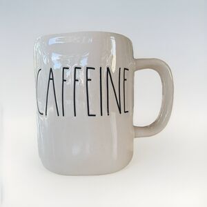 Rae Dunn Mug "CAFFEINE " White Ceramic Coffee Cup Large Letters